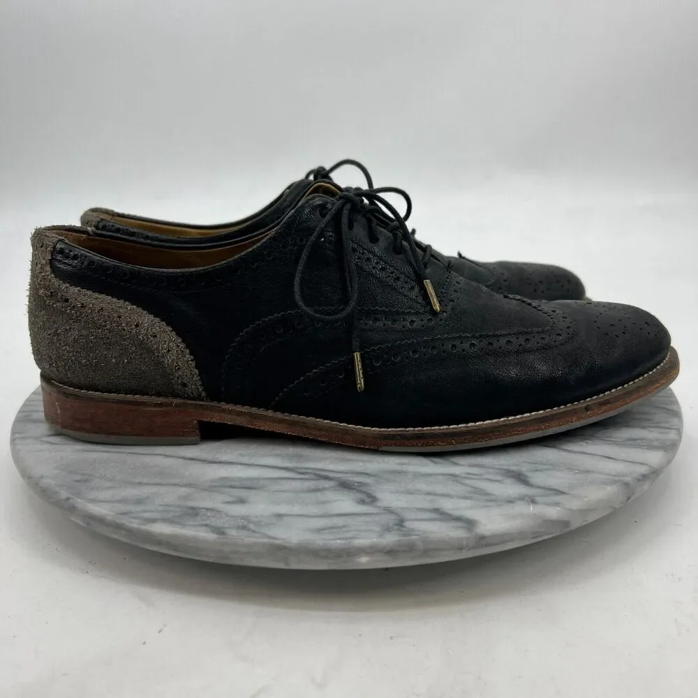 J Shoes Oxford Men 11 Black Charlie Plus Wingtip Drizzle Leather Brogue Business